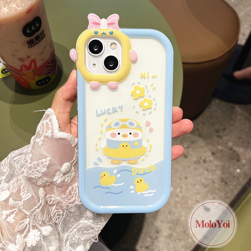 Soft Case Tpu Motif Kartun Bebek 3d Untuk iPhone 13 12 11 14 Pro Max 7 6s 6 8 14 Plus X XR XS Max SE 2020