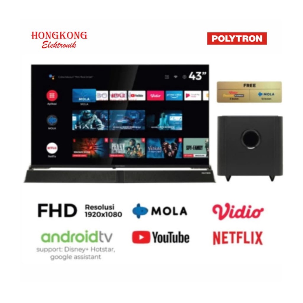 POLYTRON Smart Cinemax Soundbar TV 43 inch PLD 43BAG9953