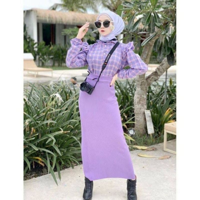 rok rajut lilac