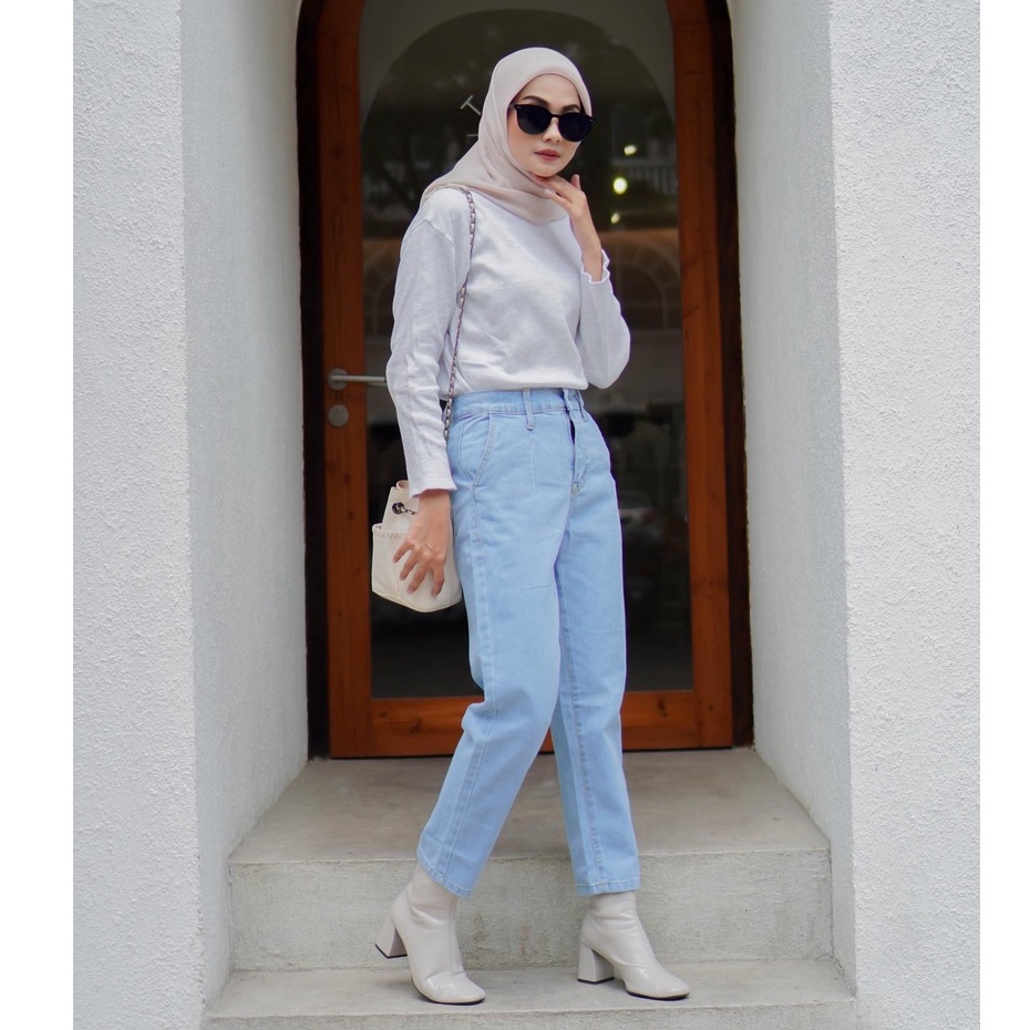 CELANA BOYFRIEND JEANS WANITA BF POLOS WANITA BIG SIZE 27-38