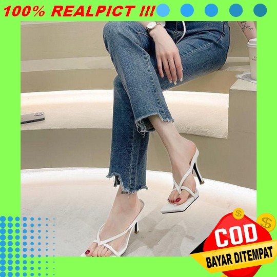 Sepatu Heels Hils Hil Hells Hak Flat Teplek Pesta Transparan Pesta Kondangan Kaca Wanita Cewek Shoes