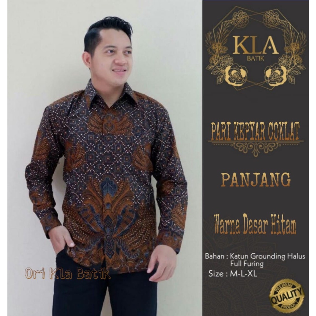 KEMEJA BATIK Pria Lengan Panjang Kla 030 Batik Pria Full Furing Ori Solo Bahan Katun Bisa Seragaman 