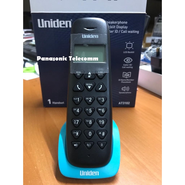 Uniden AT3102 Cordless Phone with backlighted LCD and Speakerphone / Telepon Rumah / Telepon Kantor