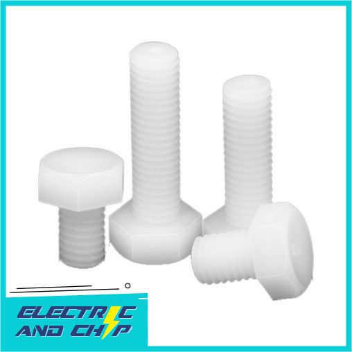 M3 x 10 Drat 0.5 Nylon Plastic Bolt Hexagonal Baut Plastik Nilon