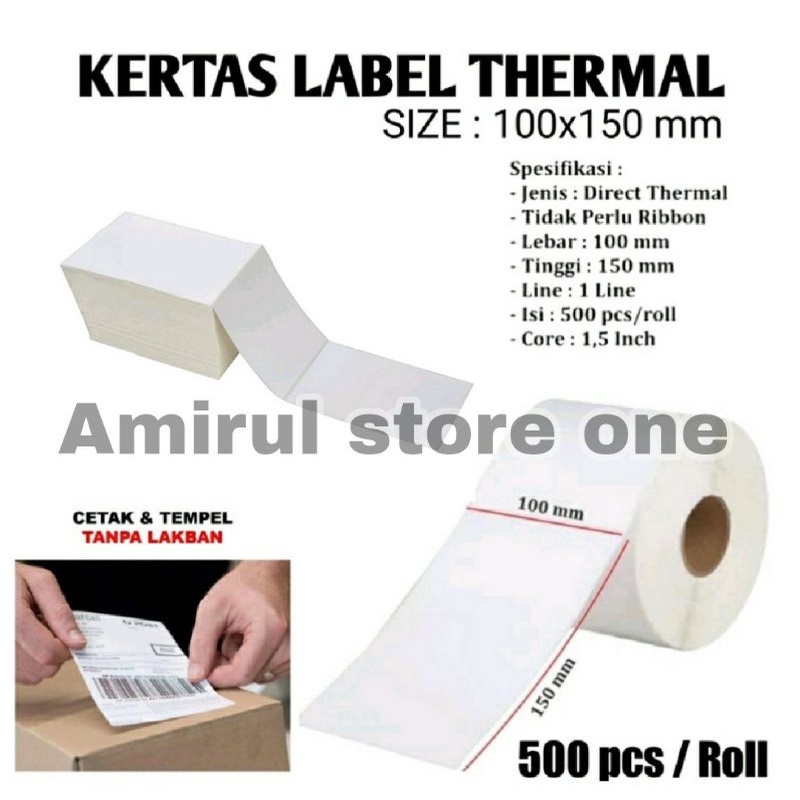 

Kertas Thermal Label Lipat Barcode 100x150 A6 Isi 500 Pcs