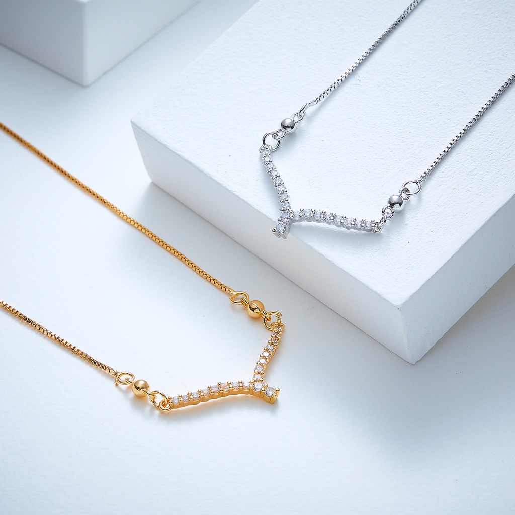 PREMIUM Hyl Jewelry 248N Kalung Titanium Wanita Karat Kabah Emas Silver Asli Panjang Muda Dan Anti