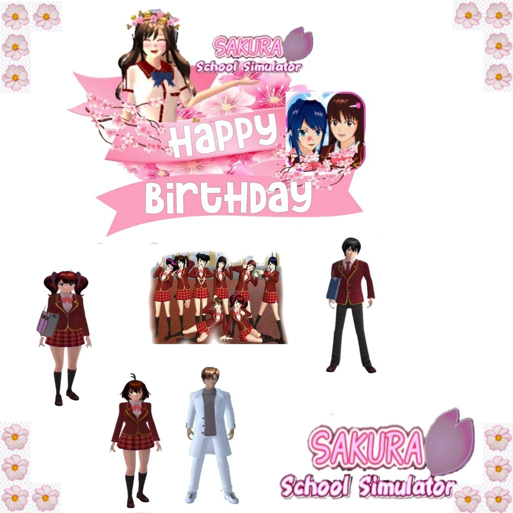 TOPPER CAKE TOPPER ULANG TAHUN / HIASAN KUE SAKURA SCHOOL SIMULATOR AENBAG TOPER KERTAS