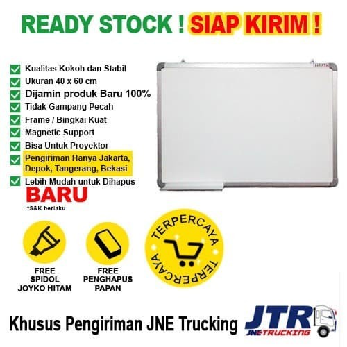 

Papan Tulis Whiteboard / Papan Tulis Magnetic Sakana 40X60 Cm ( Single Face )