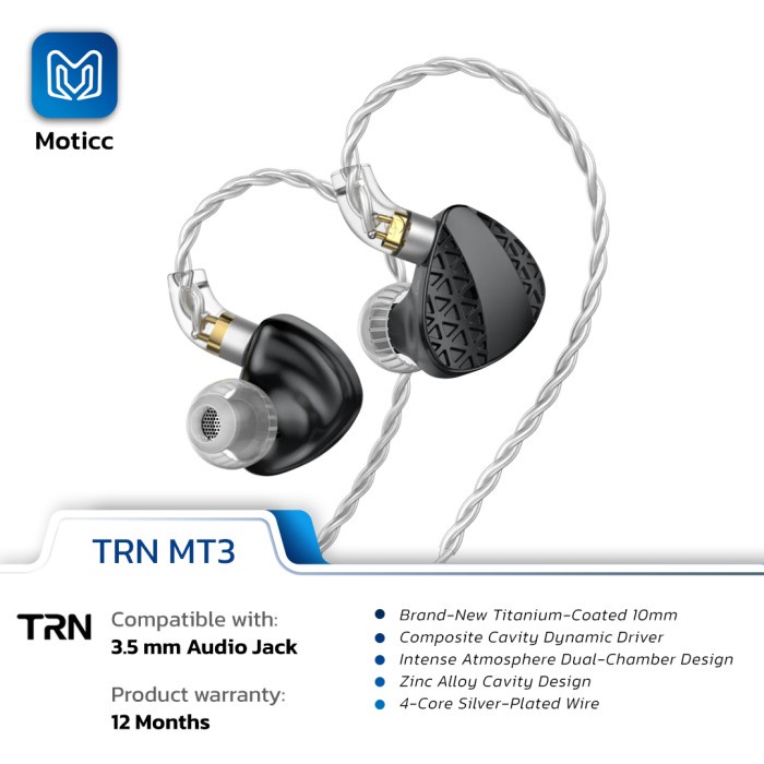 TRN MT3 with Mic High Fidelity In Ear Earphone Dual Chamber Dynamic