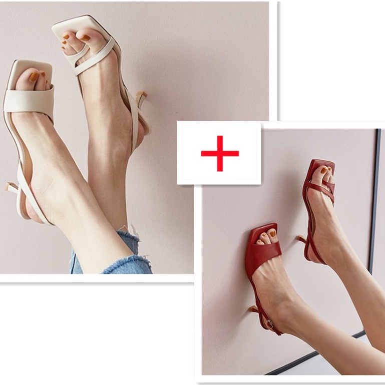 [Kombinasi penjualan panas] Sepatu wanita kepala fashion Eropa dan Amerika kepala persegi+kepala per