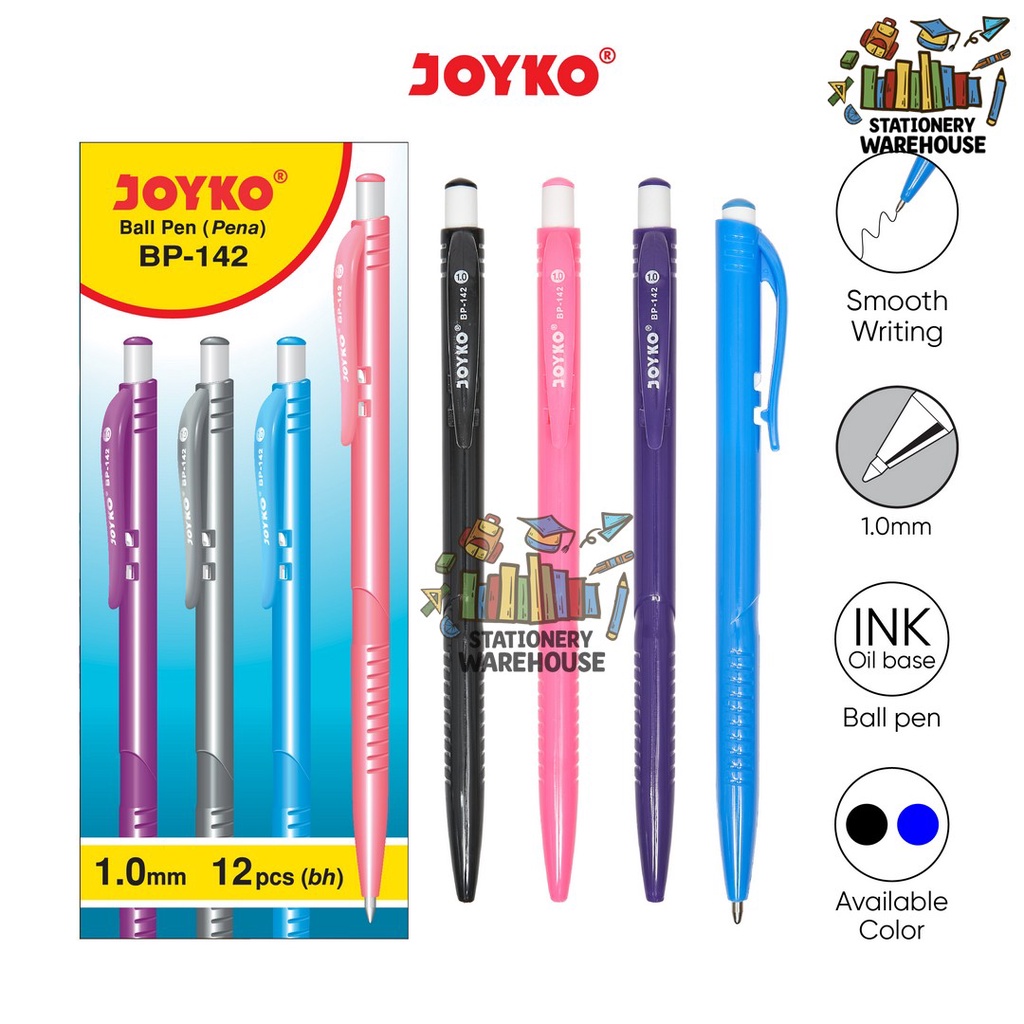 

Ball Pen Pulpen Pena Joyko BP-142 1.0 mm 1 Box 12 Pcs