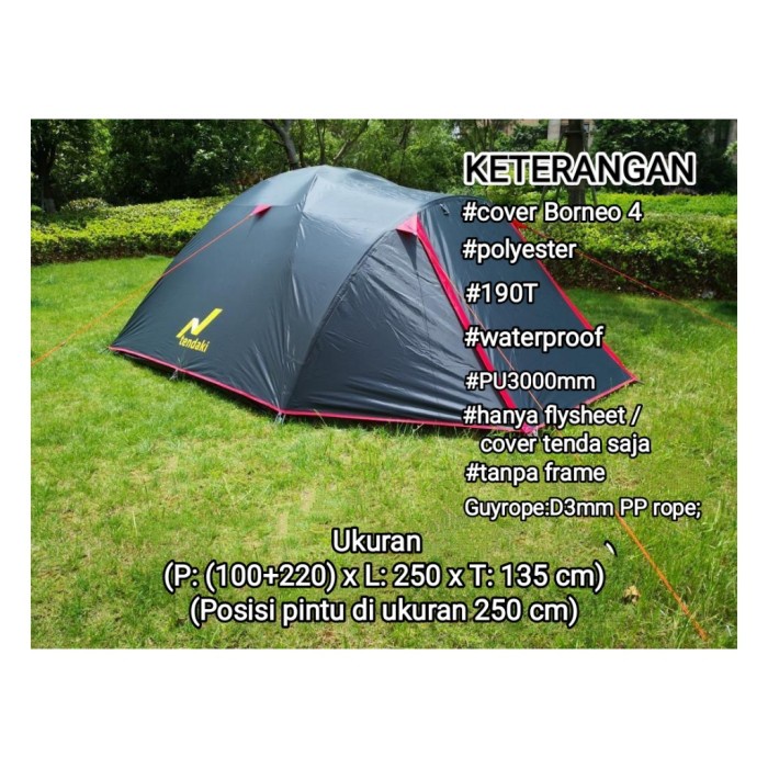 TENDAKI FLYSHEET BORNEO 4 ( HANYA OUTER BUKAN TENDA LENGKAP)