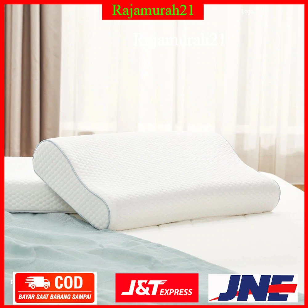 Tri-curved Memory Foam Slow Rebound Pillow Bantal Tidur Cotton - H1 - White