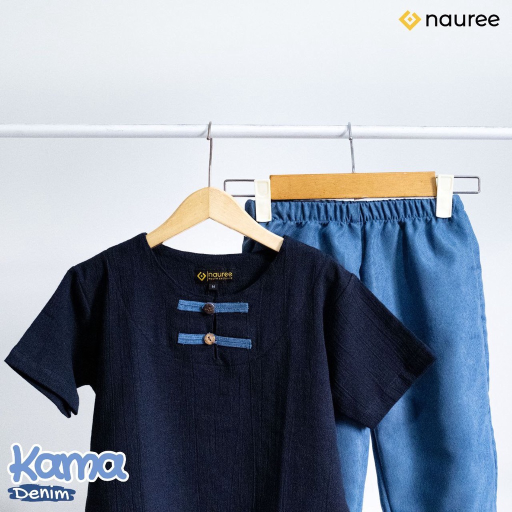 Nauree - Baju Setelan Anak Laki Laki Kama Untuk Usia 1 2 3 4 5 6 7 8 Tahun Warna Mustard Demin Polos Bahan Linen Crinkle &amp; Baby Coduroy Linen Crinkle Kualitas Premium Untuk Jalan Jalan Lembut Modern Lucu Trendy Murah Jahitan Rapih  &quot;