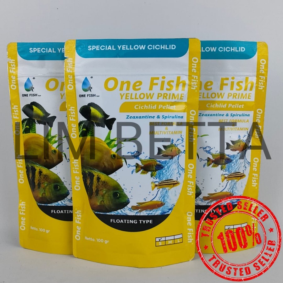 ONE FISH YELLOW PRIME CICHLID 100 GRAM SMALL / MAKANAN IKAN CICHLID