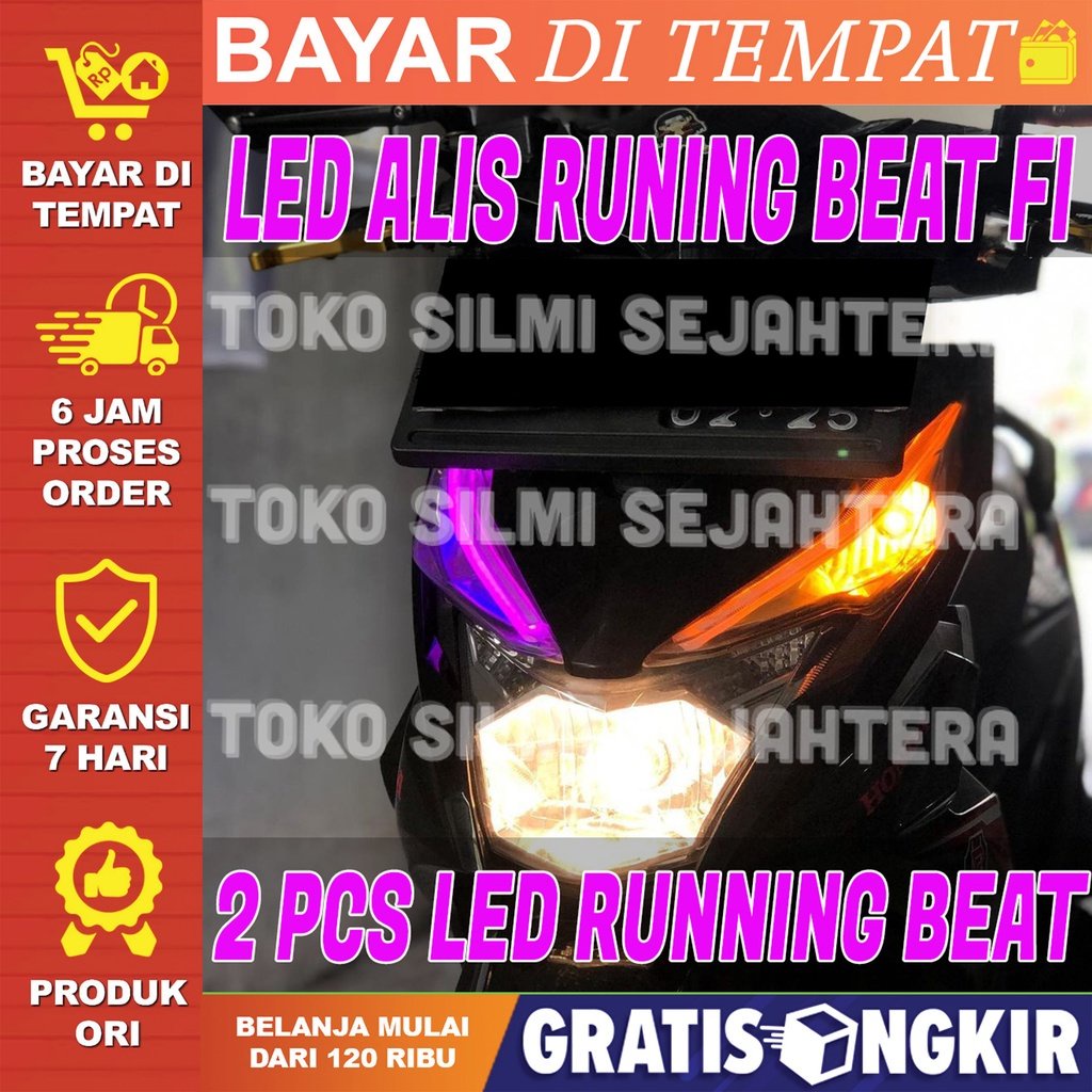 PAKET LED LAMPU ALIS RUNNING SEPASANG LAMPU ALIS DRL BEAT FI LAMPU SENJA SINGLE WARNA (SEPASANG)