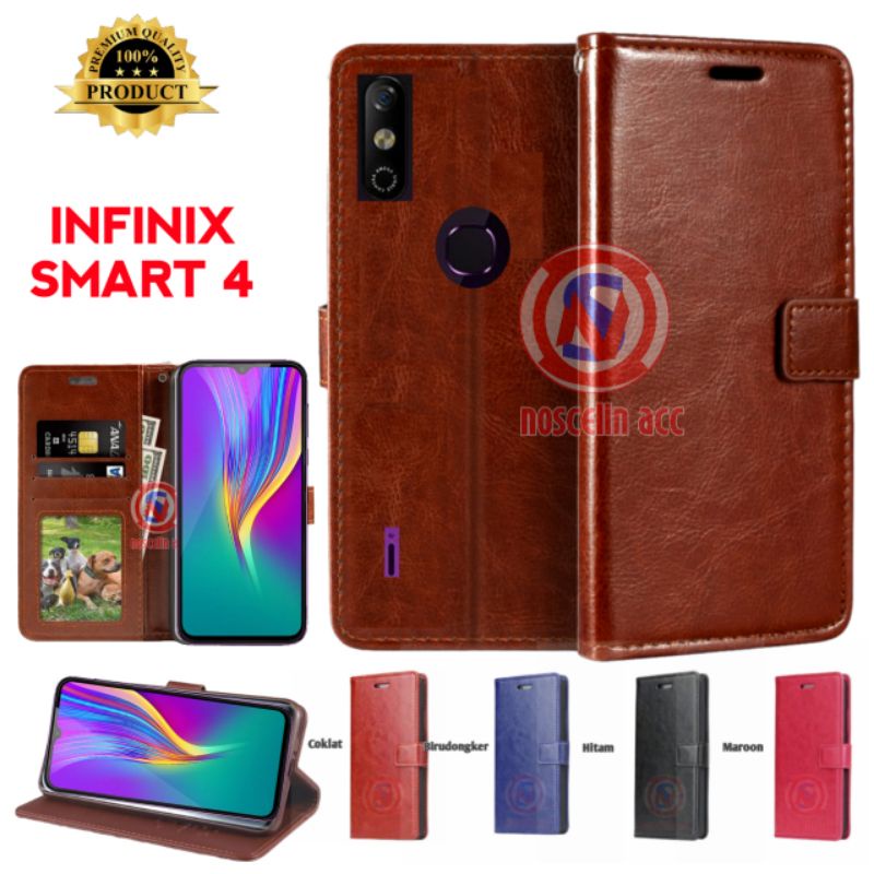 Infinix Smart 4 Flip Cover Wallet Sarung Dompet Hp infinix Smart 4 Case PREMIUM | Kesing Hp | Casing