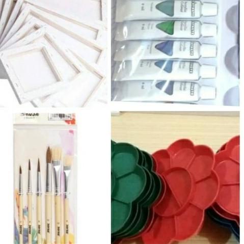 

paket lukis (kanvas 30x40+palet+kuas cat akrilic