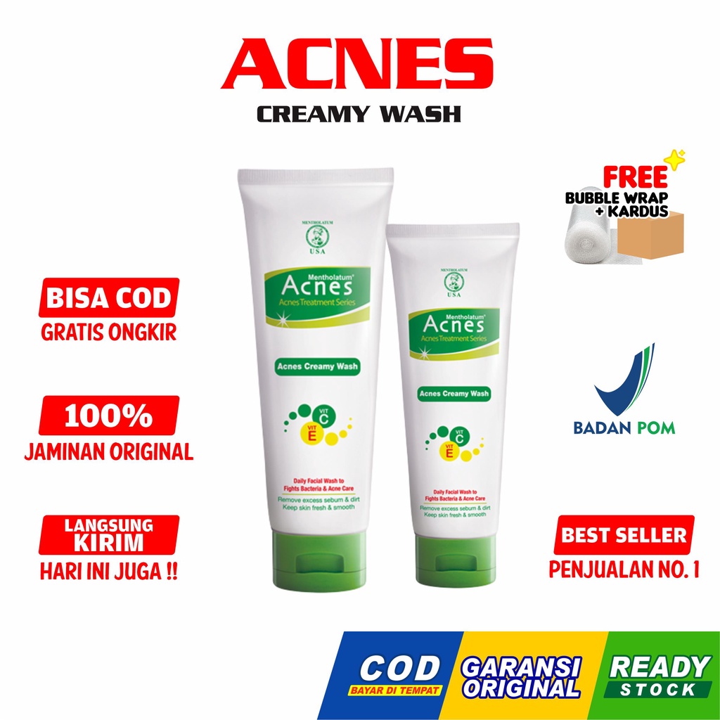 Acnes Creamy Wash Sabun Cuci Muka Anti Jerawat 50gr 100gr Original BPOM