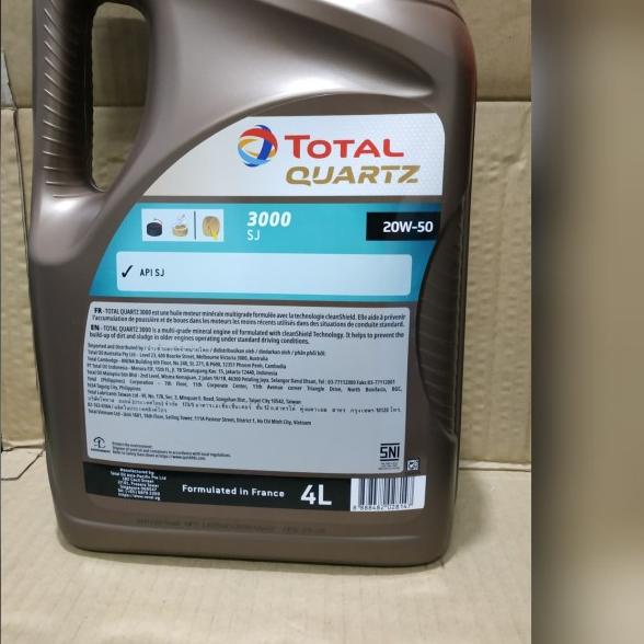 Oli Total Quartz 3000 20w-50 Galon Bonus Grease Tube #Promo
