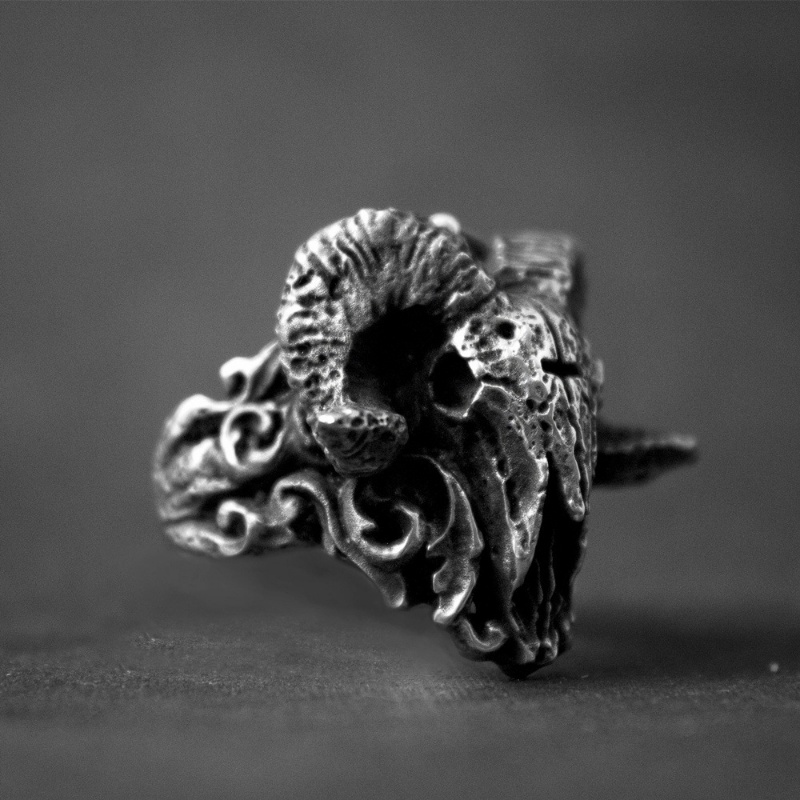 Cincin Bentuk Tengkorak Bahan Stainless Steel Gaya Vintage Gothic Untuk Pria