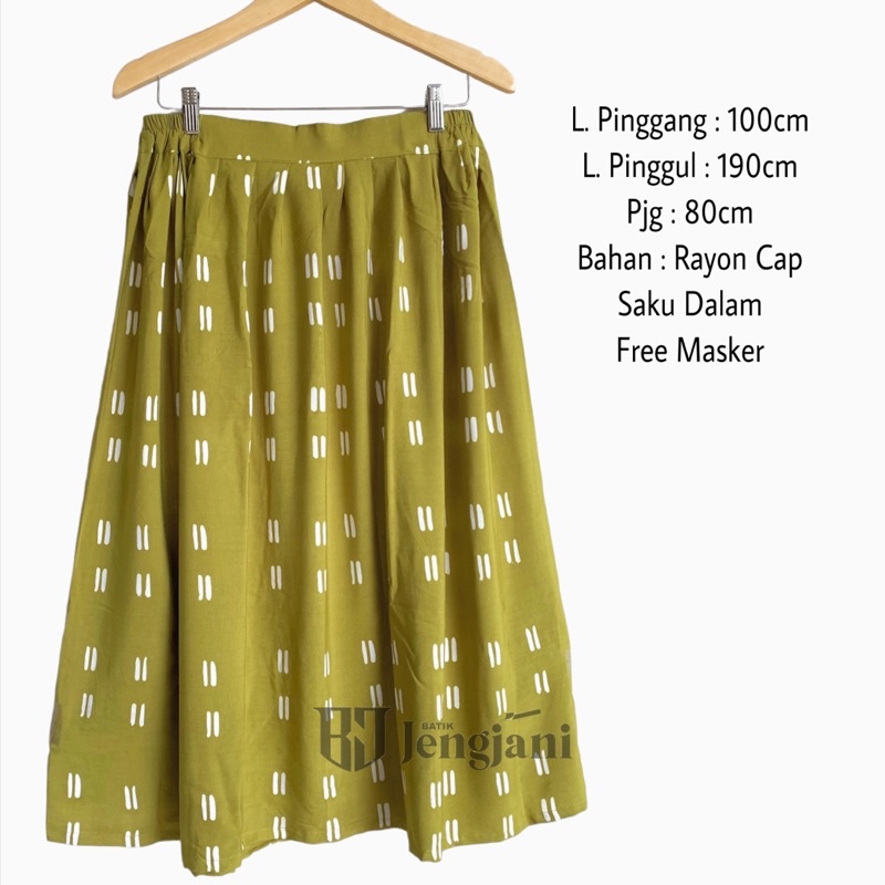 Rok Camelia | Rok Batik Jumputan Shibori Handmade | Rok Rayon Cap