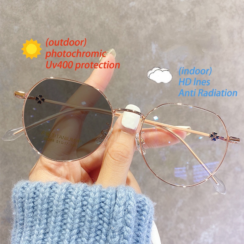 Kacamata Photochromic Anti Radiasi Lensa Pengganti Gaya Korea Untuk Wanita