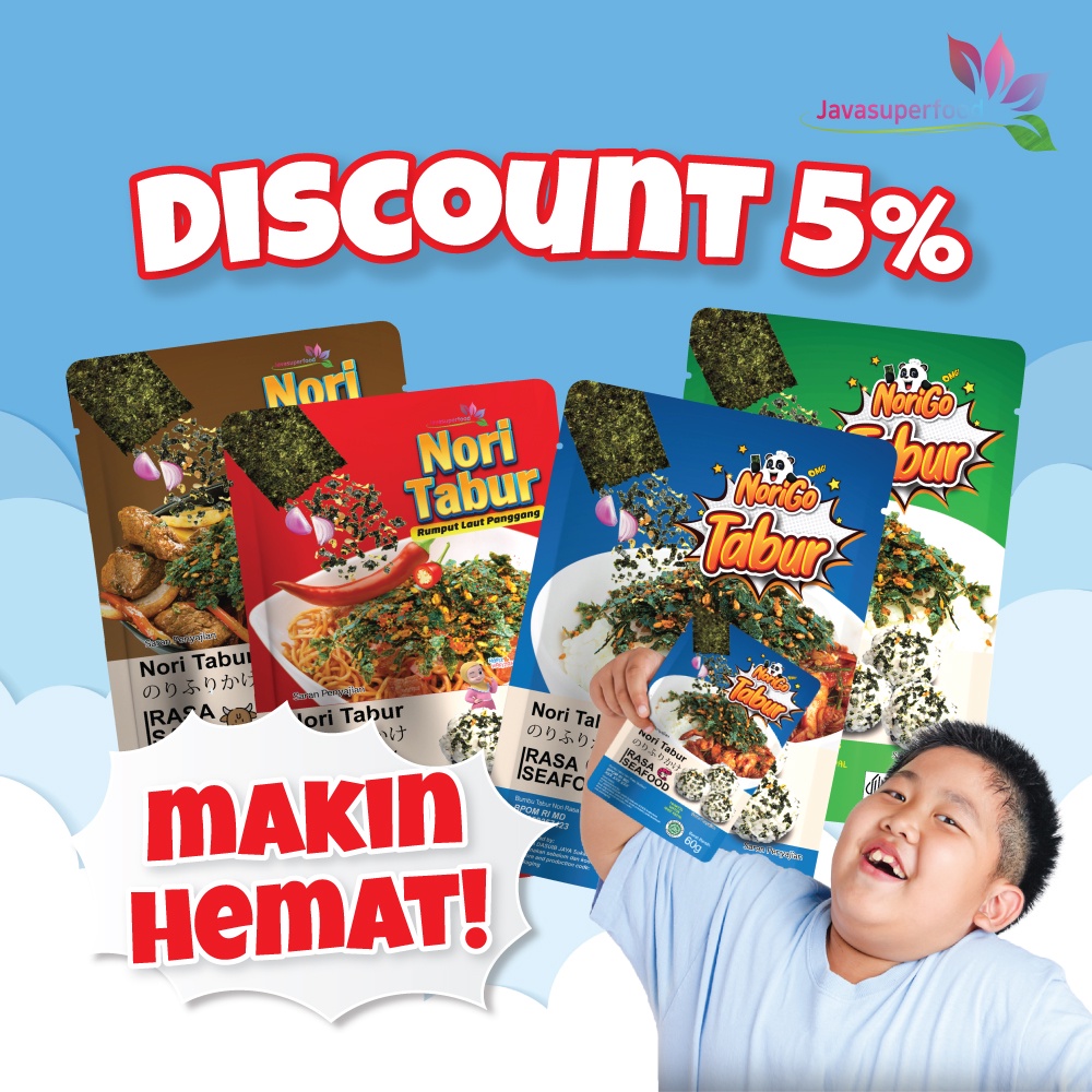 

[Paket Promo] Halal Nori Tabur Rumput Laut Panggang - Original, Sapi, Pedas, seafood 60g