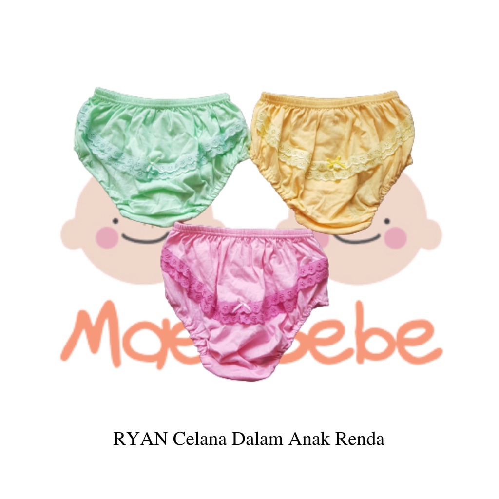 RYAN Celana Dalam CD Anak Perempuan Renda Warna Isi 3 Pcs