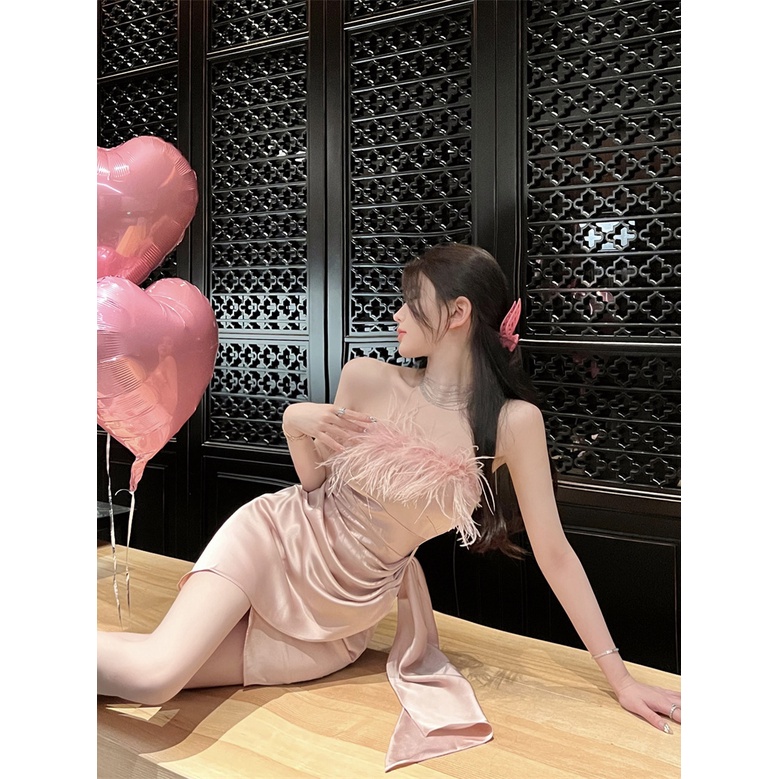 Suhao keinginan murni angin one-shoulder tube top dress summer hot girl bag hip short skirt temperamen high-end sense waist slimming skirt