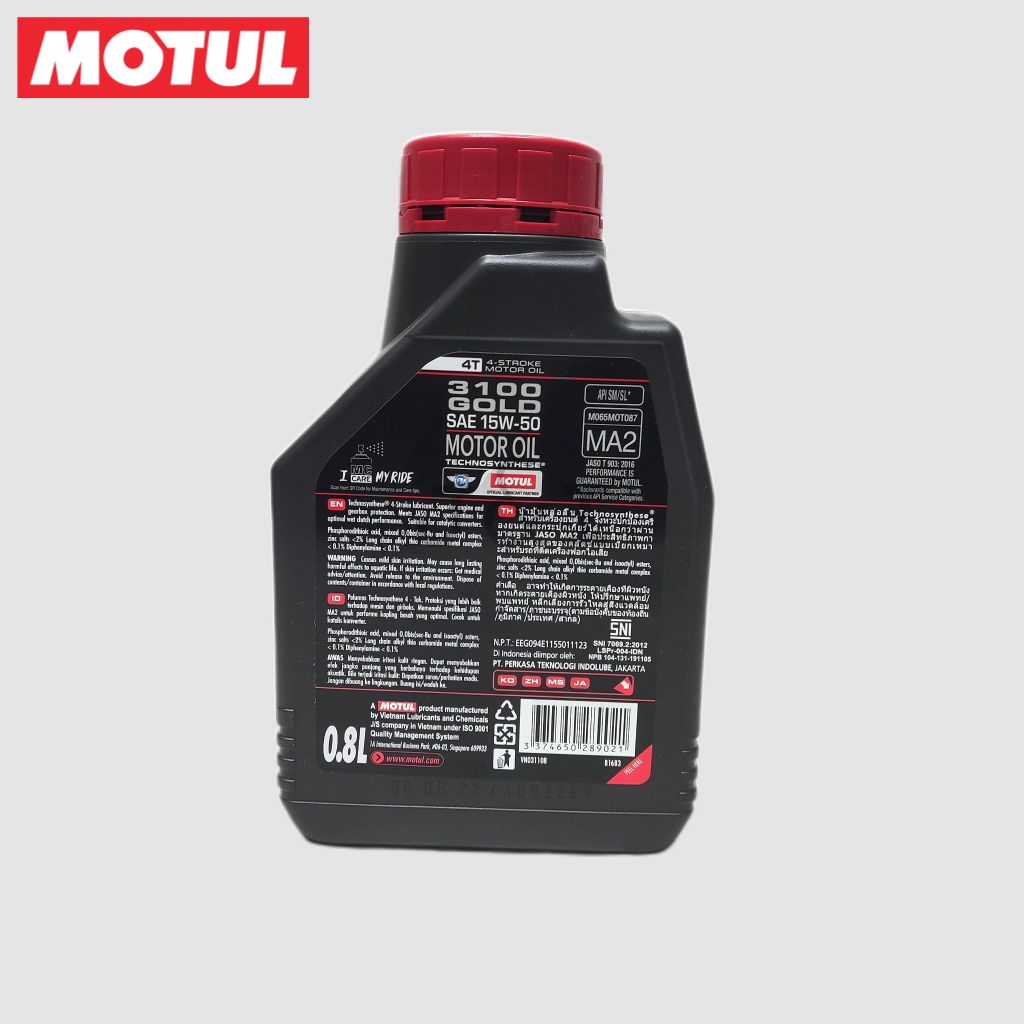 Oli Motul 3100 Gold SAE 15W-50 API SM/SL JASO MA2 0,8 Liter