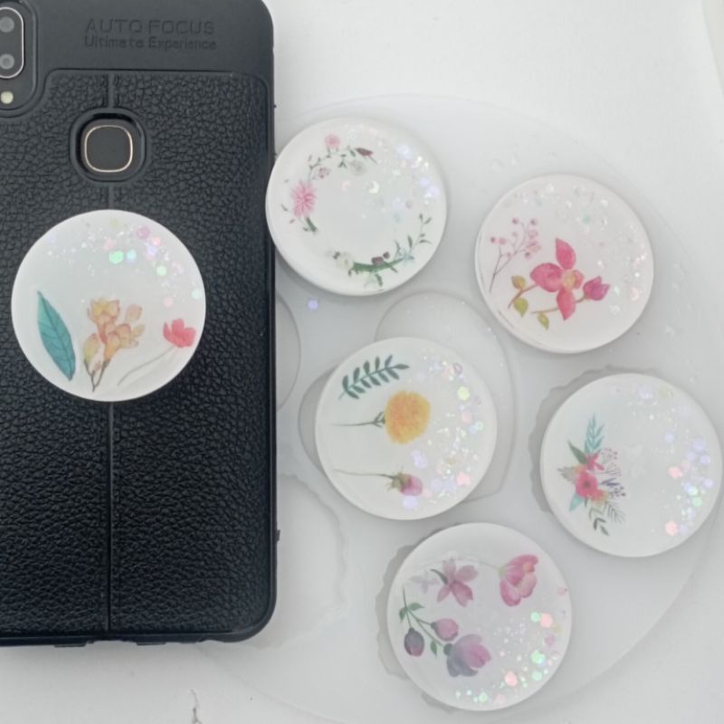 Phone socket/Pop socket/aksesoris Hp/ socket resin bunga random