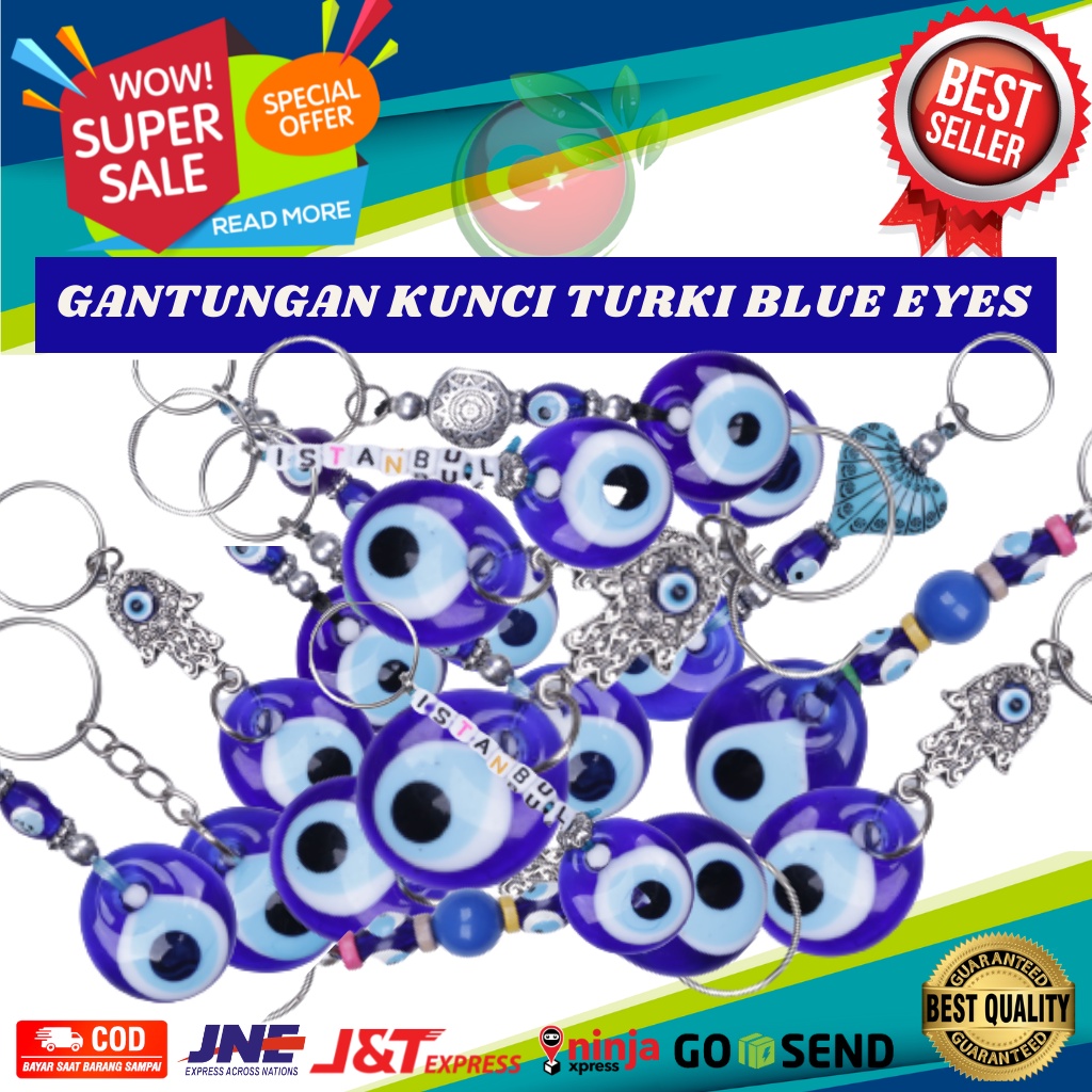 GANTUNGAN KUNCI BLUE EYES ASLI TURKI 100% NAZAR BONCUGU MATA BIRU TURKEY CANTIK ELEGAN KHAS TURKIYE BANGET