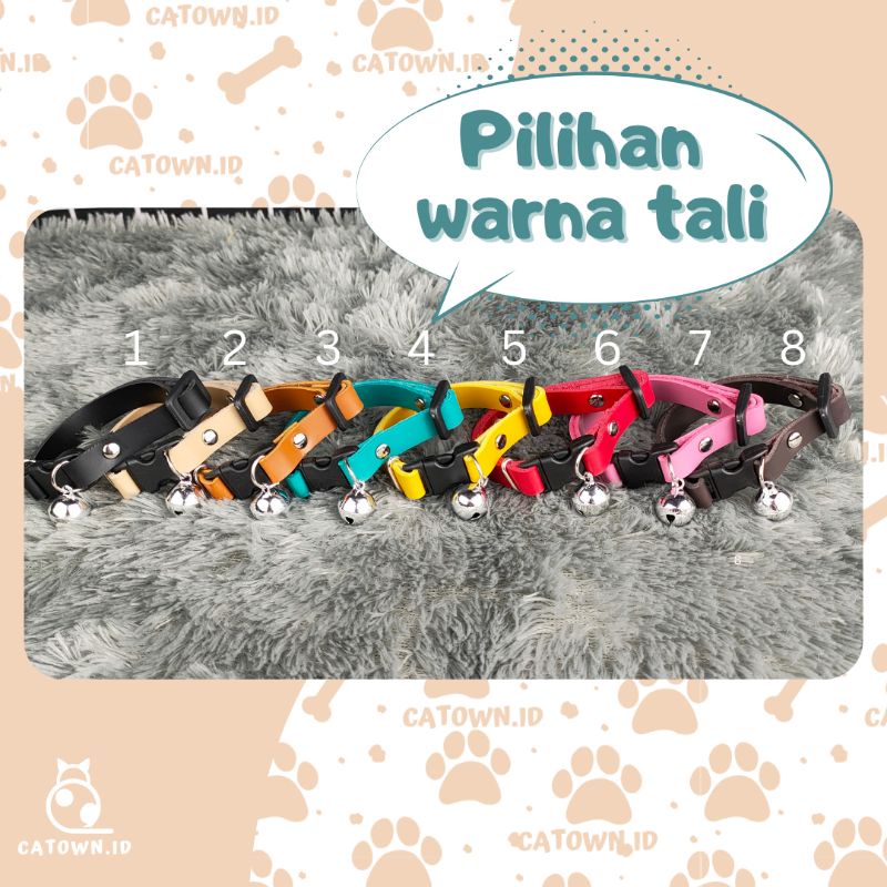 D014 - Kalung Kucing Custom Nama Lucu Gratis Tulis Cetak Ukir Nama Identitas Pemilik Alamat Nomor HP Anti Hilang catown.id