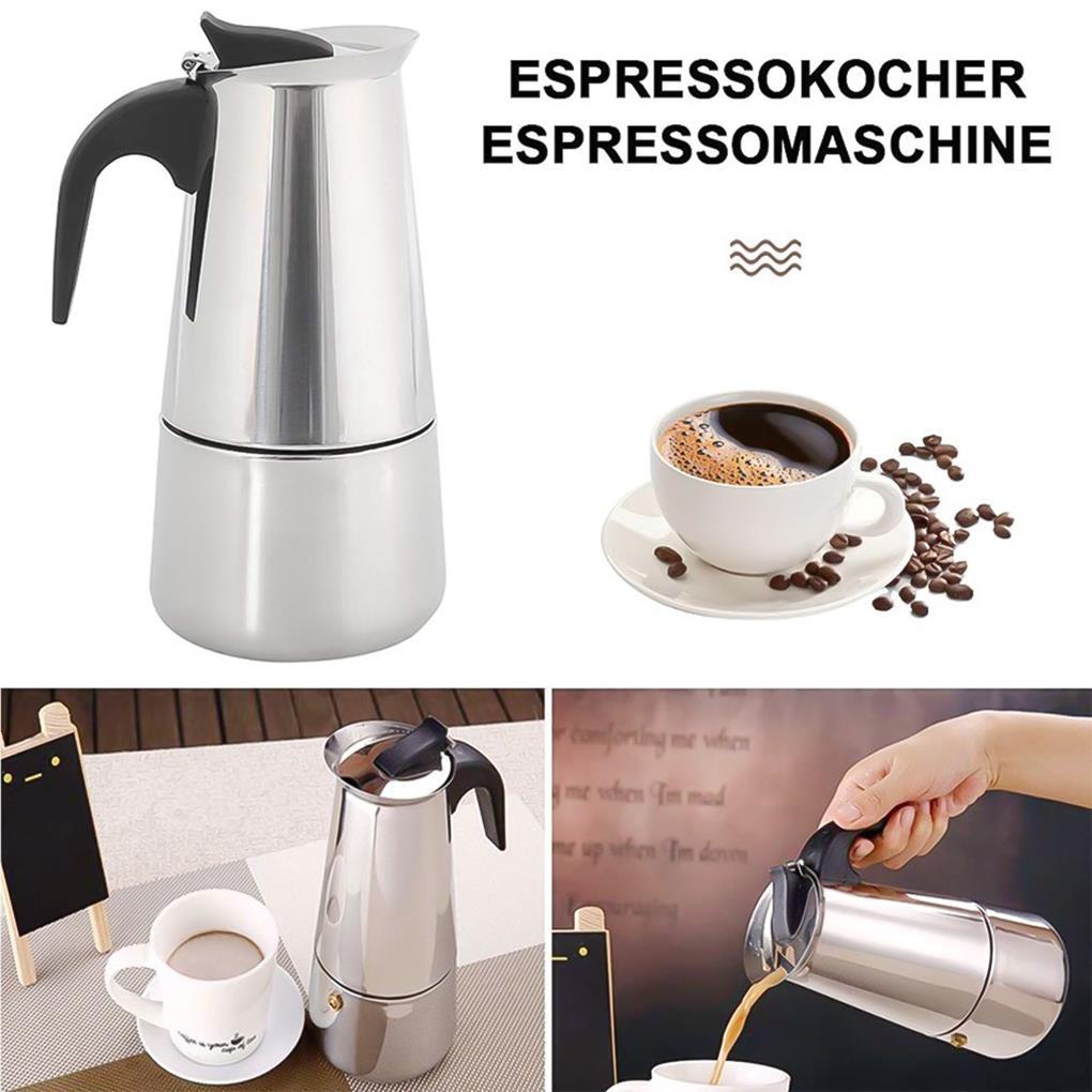 Teko Kopi Stainless Steel Mocha Percolator Rumah Tangga Dapat Dicuci Reusable Insulated 9-cups Home Cafetière Dengan Pegangan Ergonomis