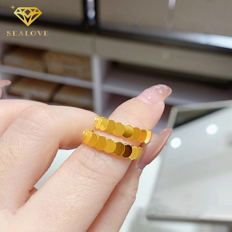 Cincin Titanium Premium Lapis Emas 18K cicin wanita anti karat perhiasan aksesoris Korea