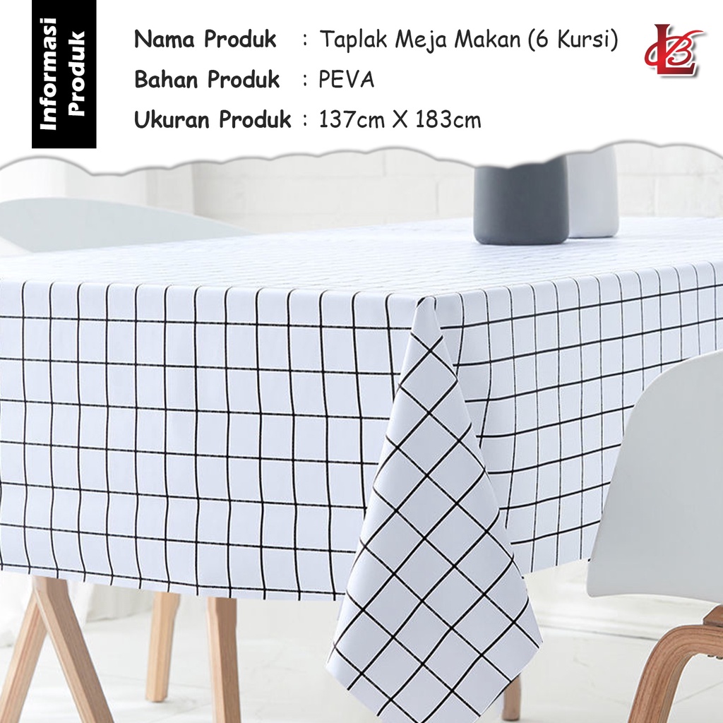 Taplak Meja Makan Motif Kotak Terbaru Ukuran Jumbo 137X183cm Bahan PEVA Tebal Premium Anti Air Perlengkapan Dekorasi Rumah Tangga Import - D11-3C - 88_Blanketstore