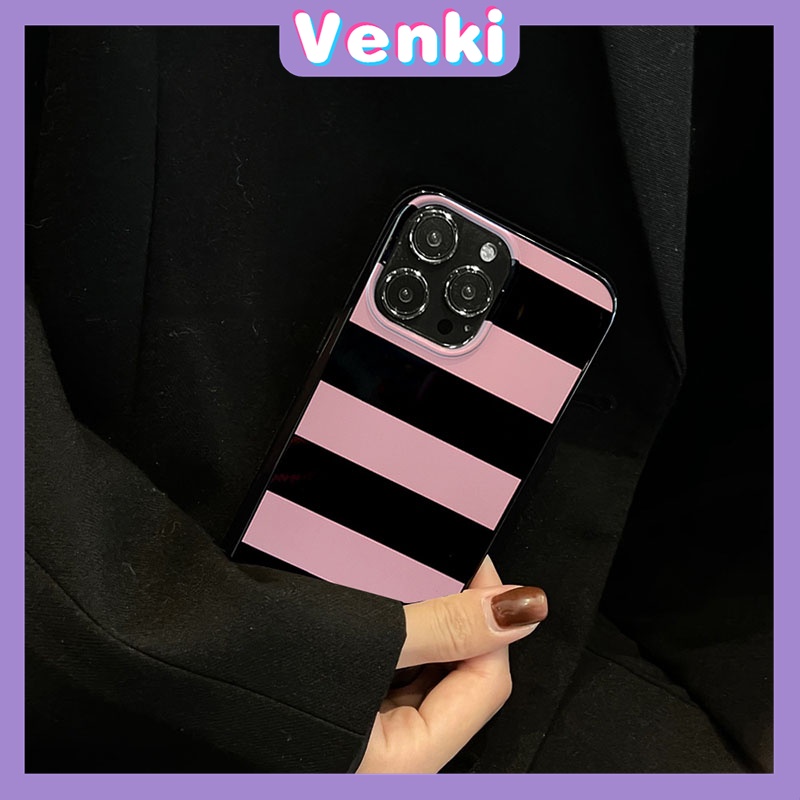 iPhone Case For 14 Series TPU Soft Case Sweet Style Glossy Black-pink Stripe Candy Case Camera Protection Shockproof For iPhone 14 13 12 11 Plus Pro Max 7 Plus X XR