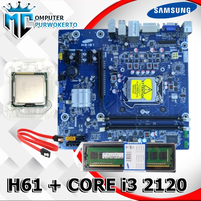 Paket Mobo H61 Samsung Dan Processor I3 2120 Soket 1155 Dan Ram 4Gb DDR3