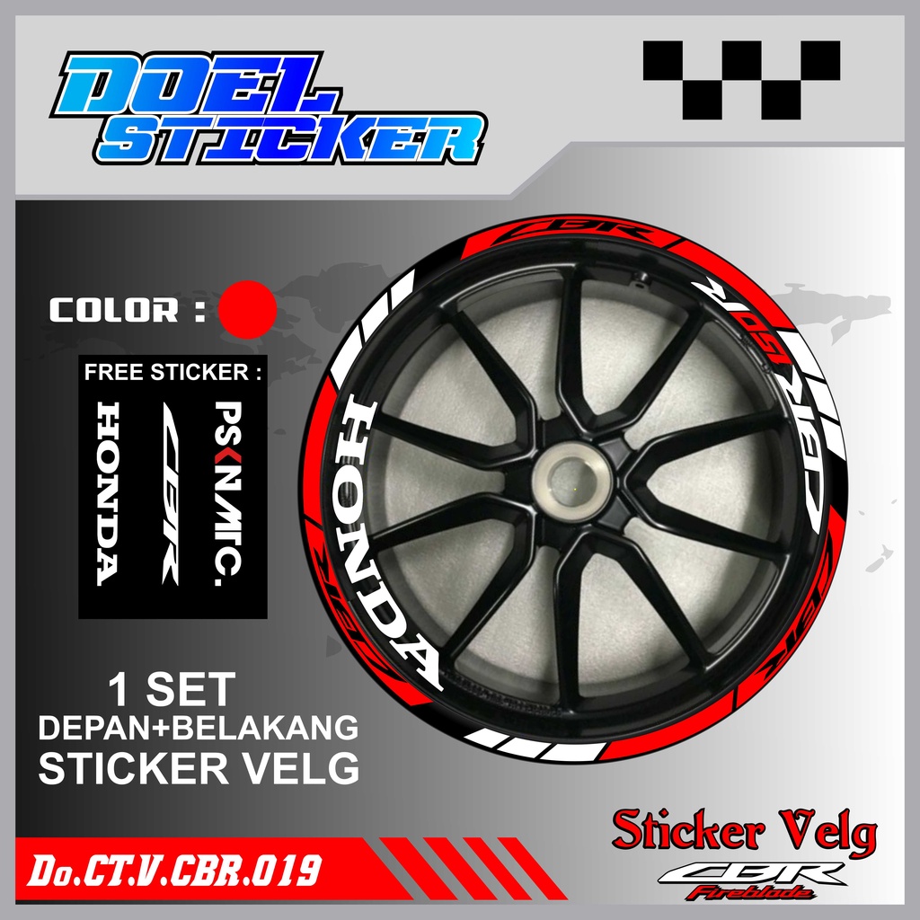 Stiker Cutting Velg CBR 150 Racing Lis List Variasi Custom Set Depan Belakang Doel 019