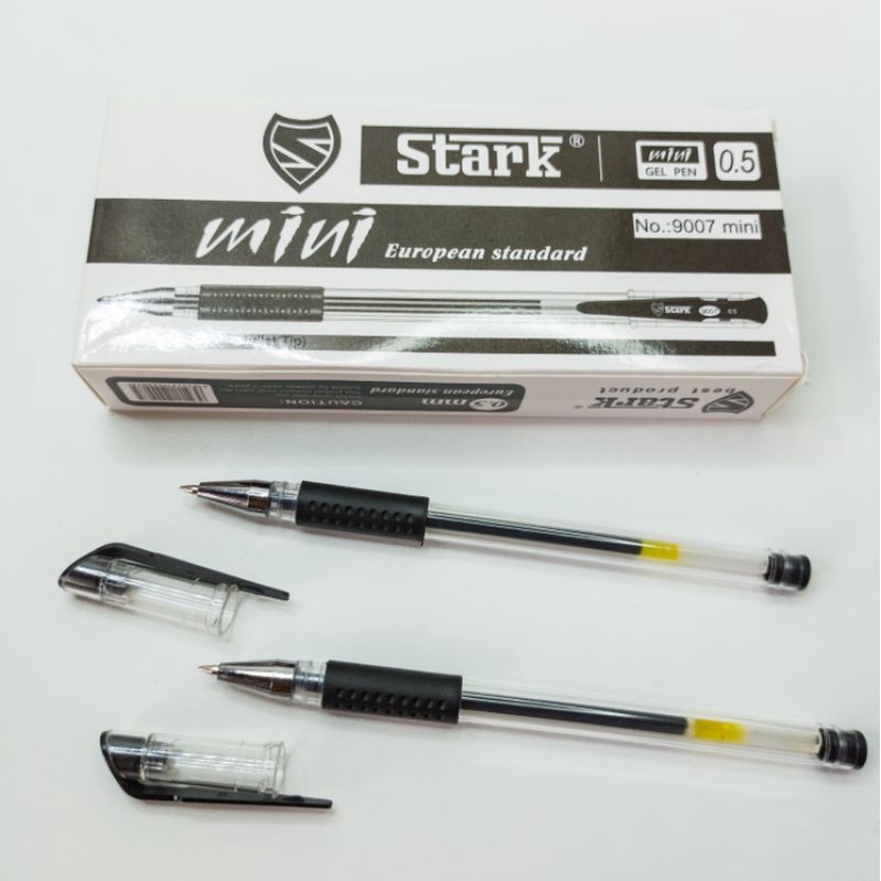 

1LUSIN PULPEN GEL PEN JEL MINI PEGANGAN KARET GREEBEL STARK VTRO SIZE 0.5MM