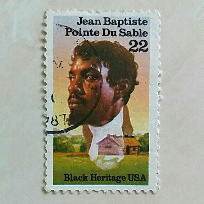 

(AD) Perangko Amerika Serikat 1987 Black Heritage Series - Jean Baptiste Pointe du Sable (c. 1750-1818) Founder of Chicago 22c Used