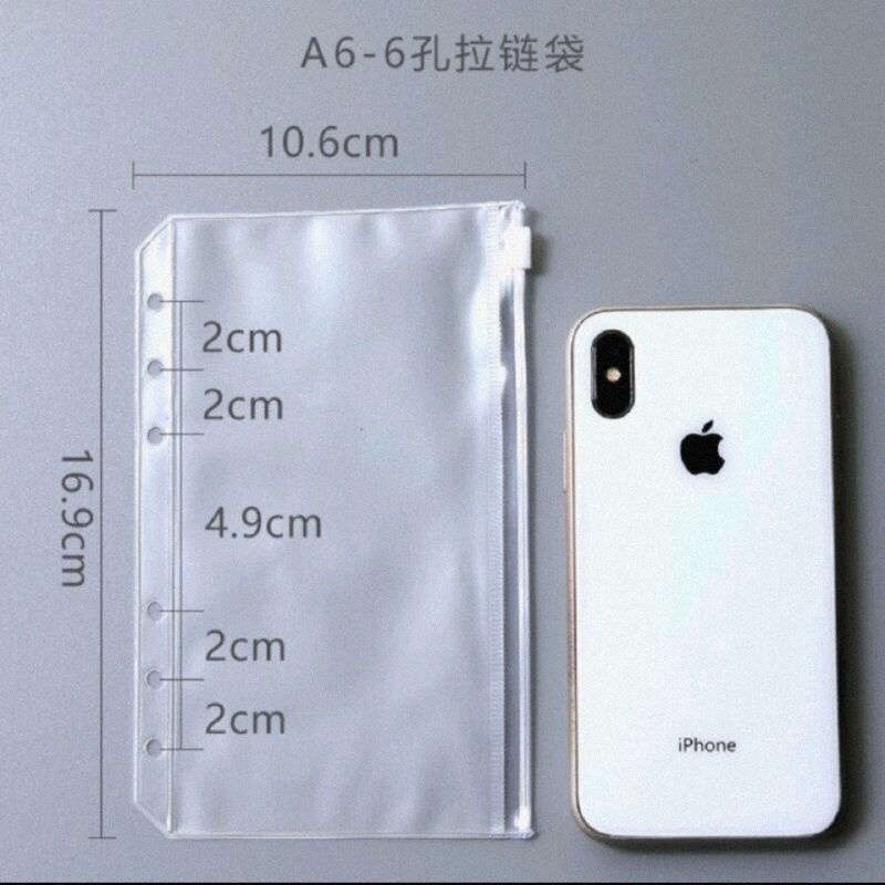 Zip Pocket Zipper Kantong Serbaguna Size A6 Multifungsi Storage Klip