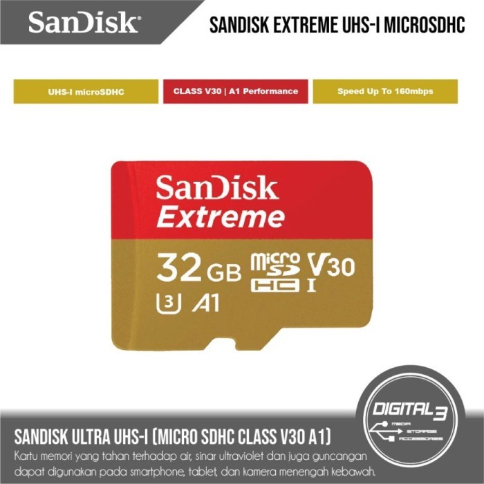 Memory  Microsd sandisk extreme v30 32gb memory card micro sd 32 gb A1 memori