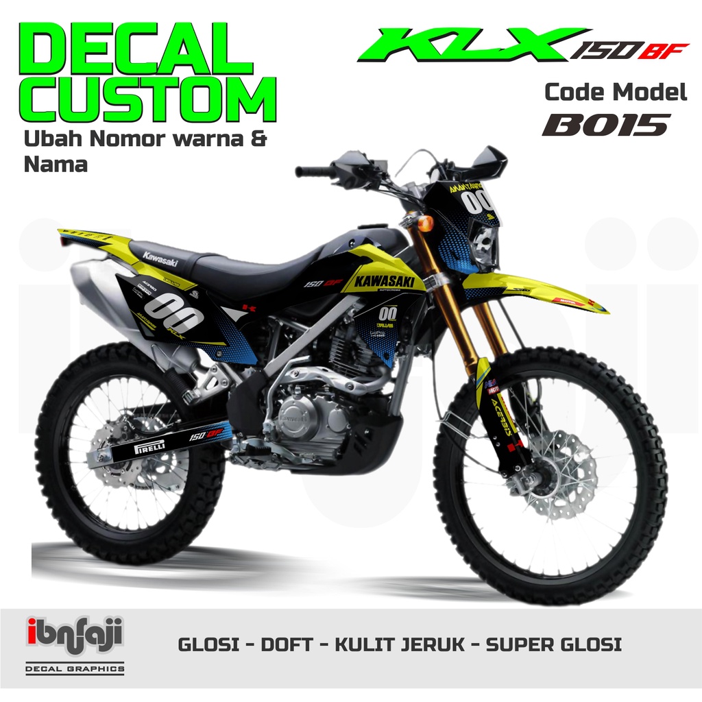 decal klx bf 150 hitam kuning full body desain custom b015