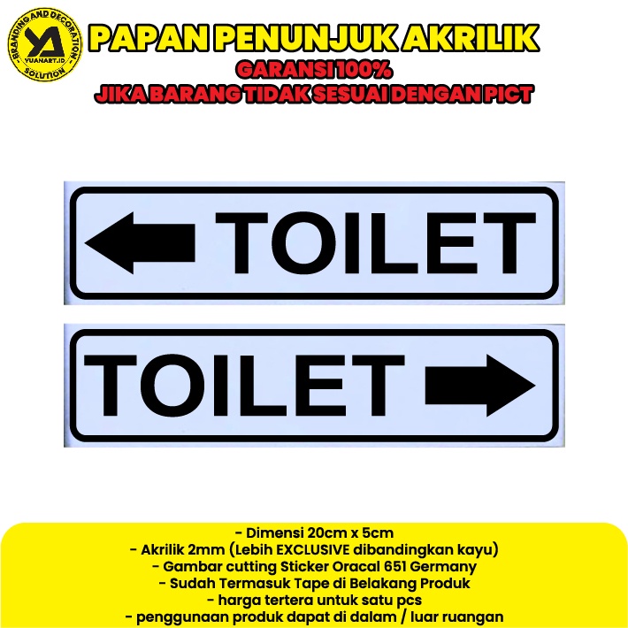 stiker arah toilet papan nama akrilik sign peringatan label acrylic sticker dinding perlengkapan mas