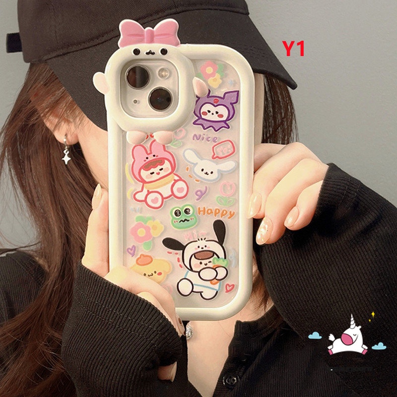 Casing Realme C35 C33 C15 C21Y C31 C25Y C11 C30 C25 C25s C21 C2 C1 C3 C17 5 8i 8 8pro 7 9 9pro+6i 9i 5s 5 7i Cute Graffiti Kuromi Melody 3D Bow Monster Lens Soft Penutup Belakang