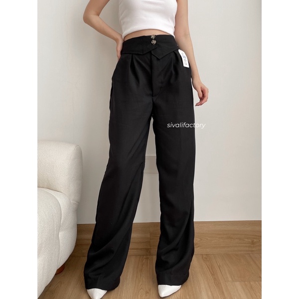 SIVALI Nojiya Pants - Celana Kulot Highwaist - Cullote Pants - Celana Wanita