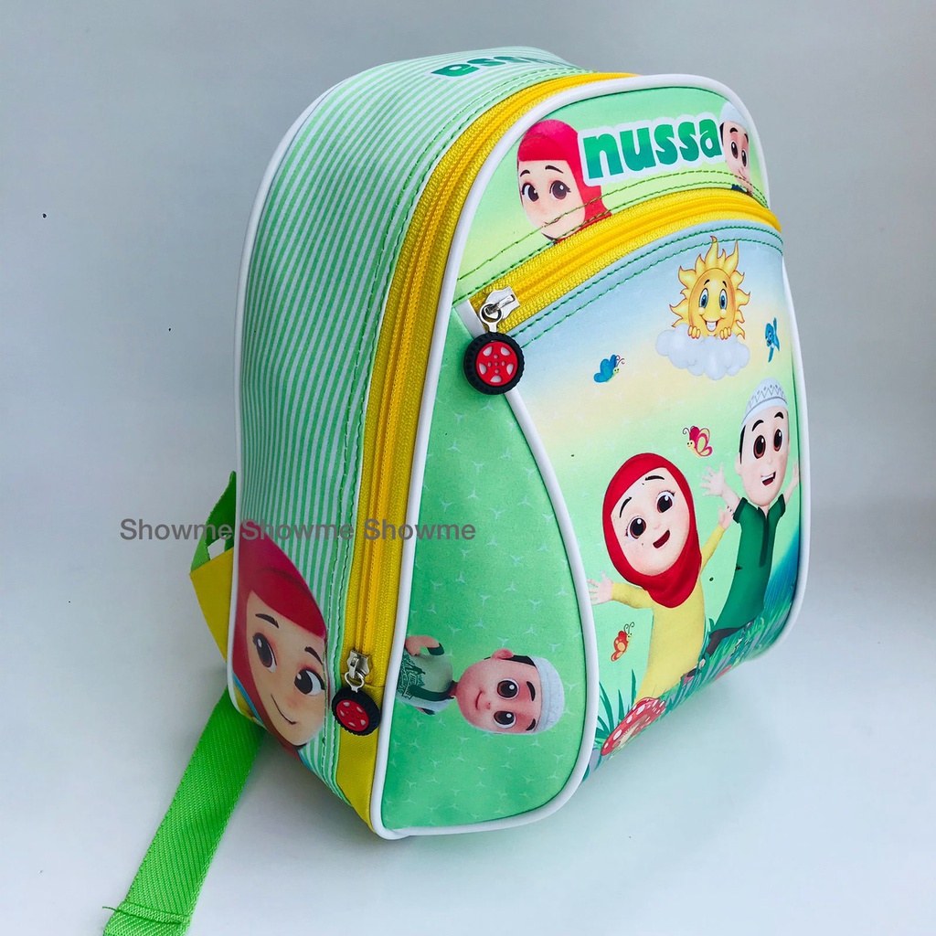 SHOWME TAS RANSEL ANAK SEKOLAH PAUD - TK - NUSSA RARA - PREMIUM BATOK GAMBAR BUSA KERAS - PENGUAT TALI RANSEL - REAL PICTURE