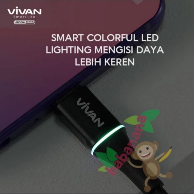 Vivan Kabel USB to Micro USB 2.4A LED Quick Charge VDM100 100cm